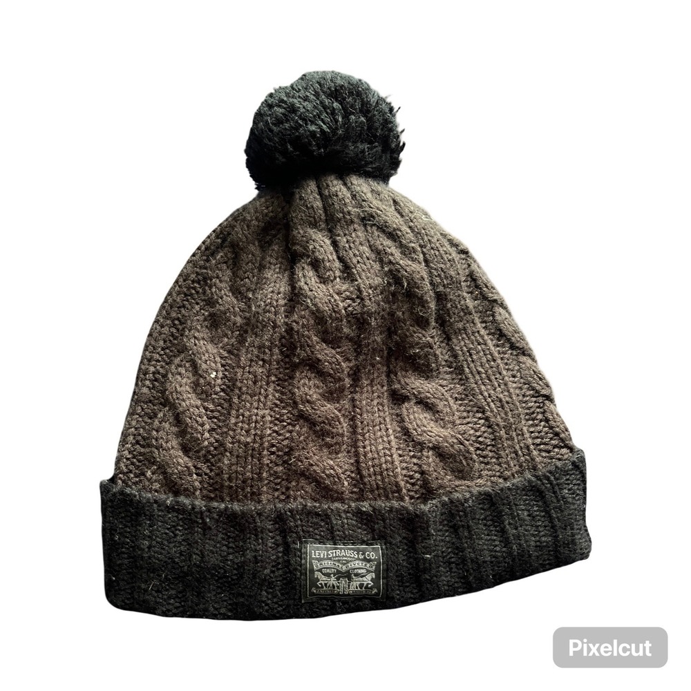 Levi‎ Strauss Co. Knit Beanie Hat Pom Pom Cable Knit Winter Warm OS